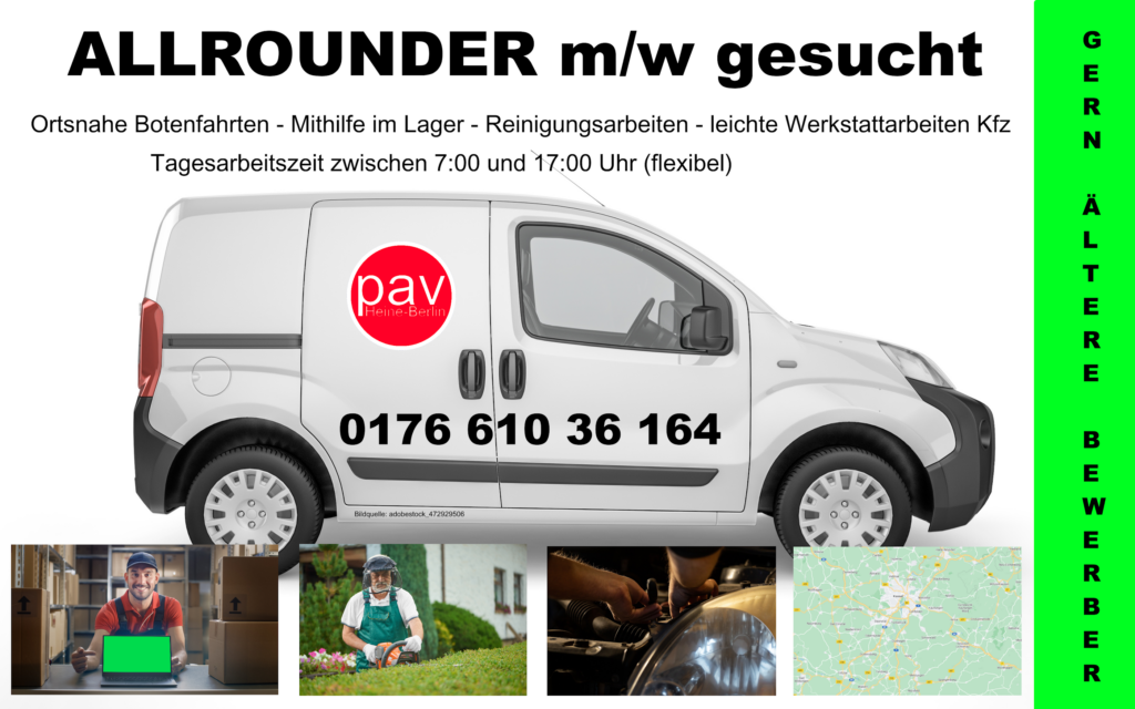 ALLROUNDER m/w für div. Zuarbeiten/ Botendienst etc. 34295